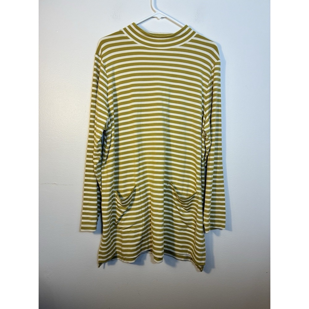 Duluth Trading Company Long Sleeve‎ Tunic Top Women's 1XL Modal Yellow Striped